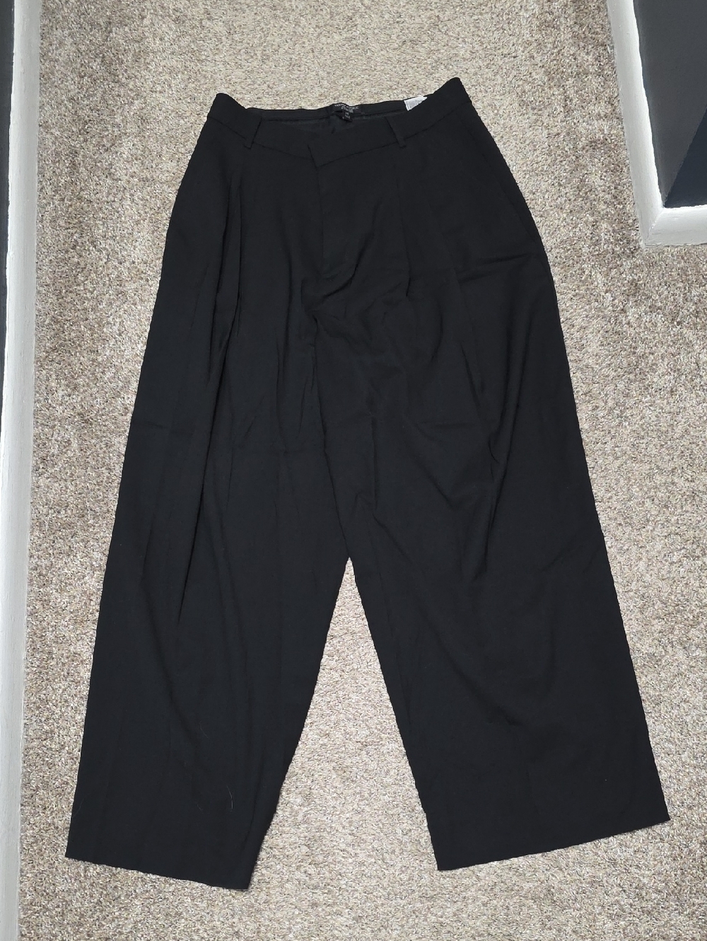 Banana Republic Siena Italian Wool Black Wide-Leg Trousers